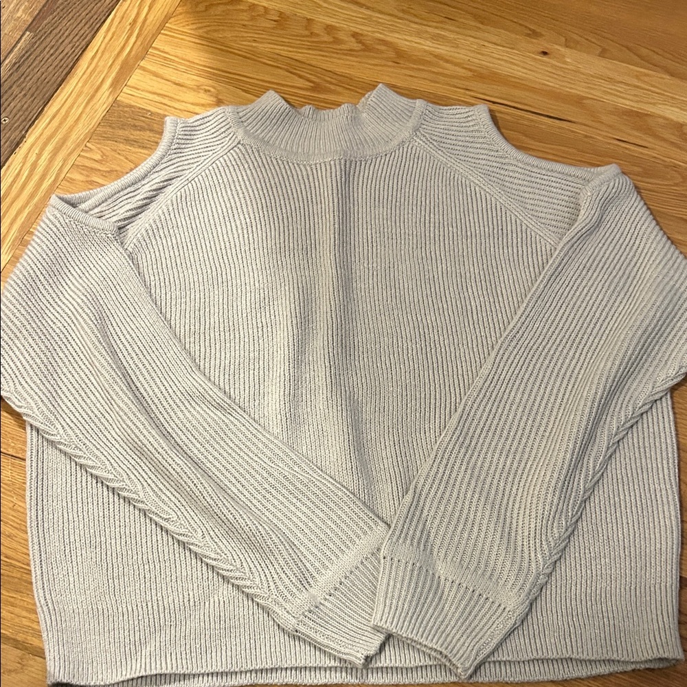 Divided Off-the-Shoulder Light Gray Sweater